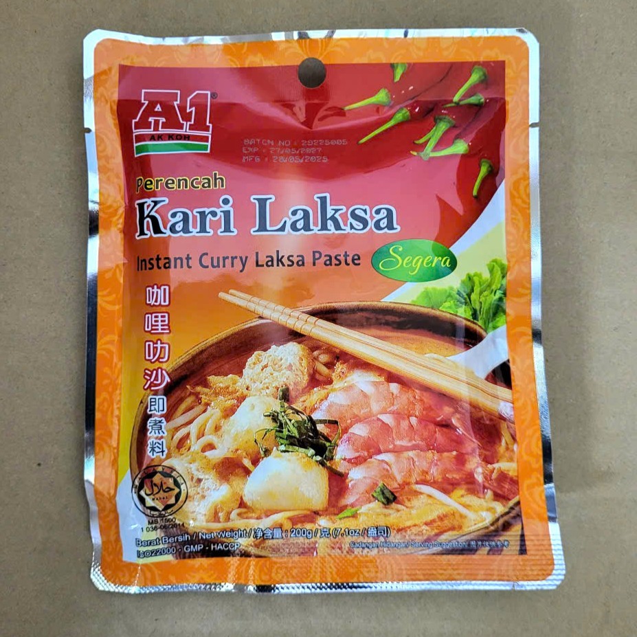 A1 + gói LAKSA 200g + SỐT CÀ RI TỔNG HỢP (nấu lẩu, súp…) AK KOH Instant Laksa Curry Paste (HALAL)