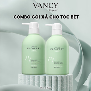  Combo Dầu Gội Dầu Xả Muối Biển Kiềm Dầu Giảm Bết Tóc Flowery 500ml VANCY 