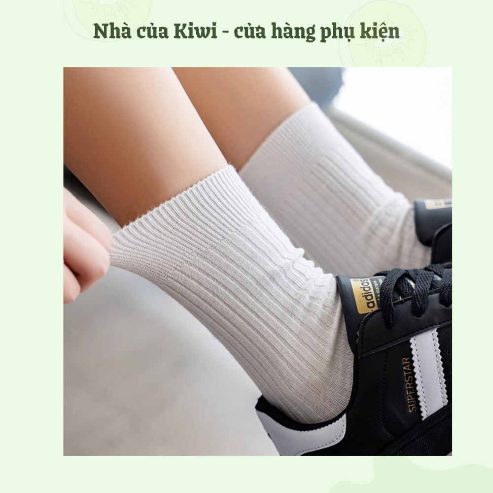 Tất vớ cổ cao gân trơn màu basic