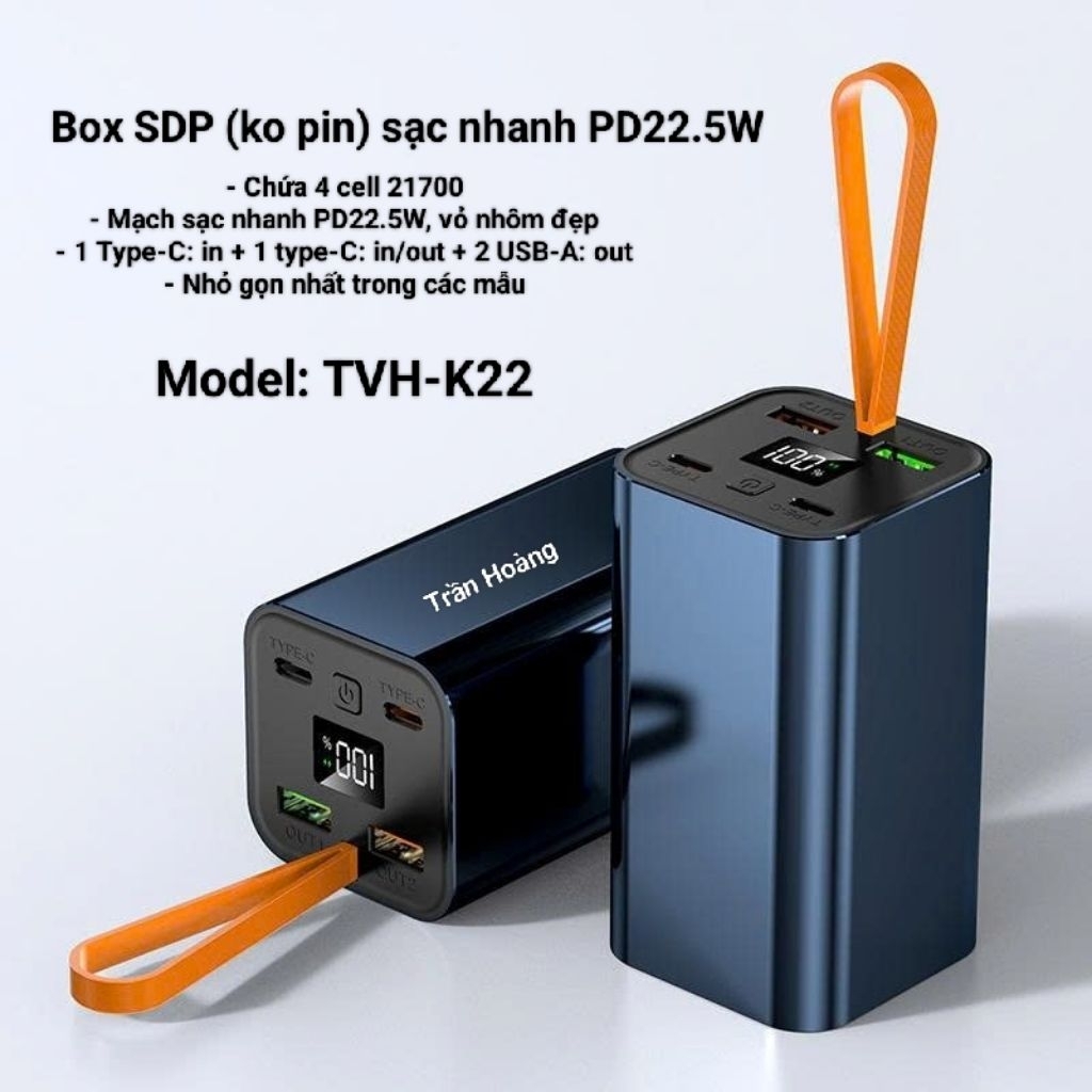 [Không pin] Box sạc dự phòng 4 cell 21700 vỏ nhôm (Mẫu 1)