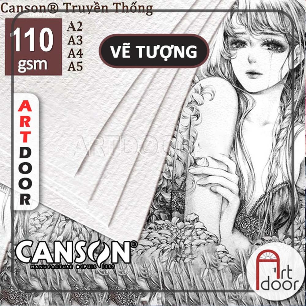 [ARTDOOR] Giấy CANSON Mỏng (110gsm) vẽ chân dung, đầu tượng, tĩnh vật, luyện thi hình họa chì