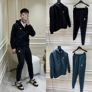  Đồ bộ nam dài tay thu đông PB nỉ 2 da áo khoá mũ thêu logo ngực dày dặn đơn giản basic boy phố BD100P 