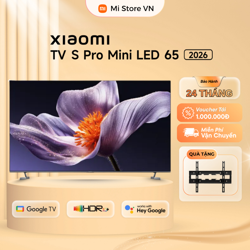 Smart Tivi Xiaomi S Pro Mini LED 65 Inch Google TV 4K 2026, Có Tiếng Việt - Bảo Hành 24 Tháng