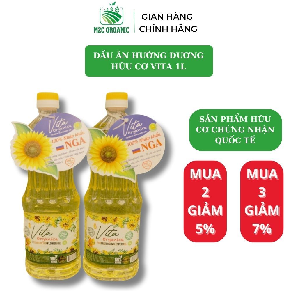 Dầu ăn hướng dương hữu cơ Vita 1L