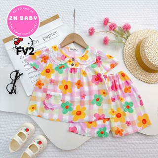  Đồ bộ tole lanh lửng bé gái cổ sen 10kg - 42kg 