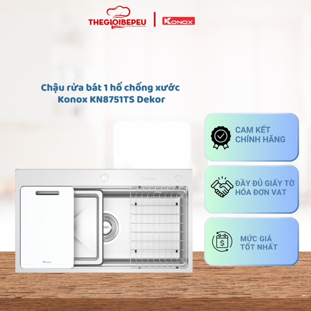 Chậu rửa bát 1 hố chống xước Workstation Sink KN8751TS Dekor