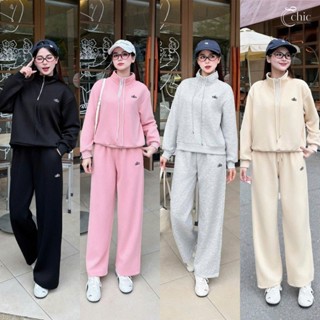  Bộ Nỉ Nữ Cổ Kéo Khóa Thêu Chữ Quần Suông Chất Liệu Nỉ Cao Cấp Ấm Áp Không Xù LO5 