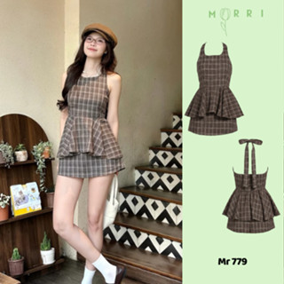  Set Áo Yếm Dáng Xòe Kèm Chân Váy Buộc Nơ Chiết Eo Tôn Dáng Caro Chữ A NV779  Set Váy Xinh Năng Độngg 