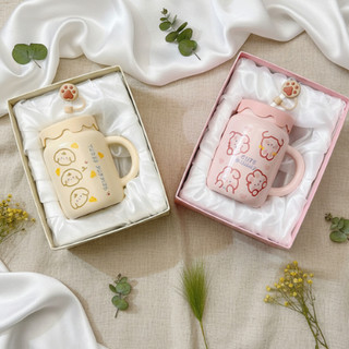  Ly Sứ Hoạt Hình Đáng Yêu TẶNG Nắp & Ống Hút Thủy Tinh Set Quà Tặng lễ Sinh Nhật Giáng Sinh 