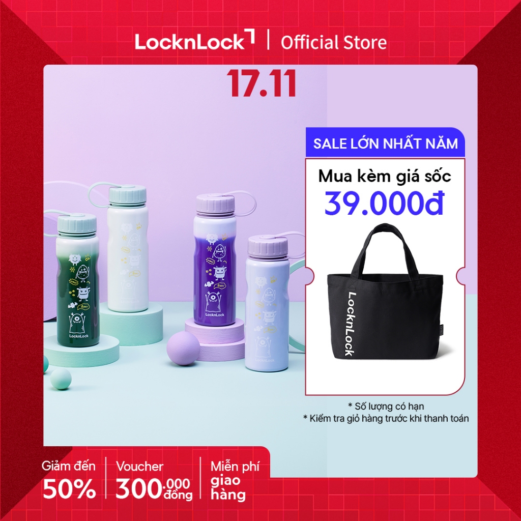  Bình nước LocknLock School Fit Switch Color 500ml đổi màu theo nhiệt độ bằng thép không gỉ LHC7005 
