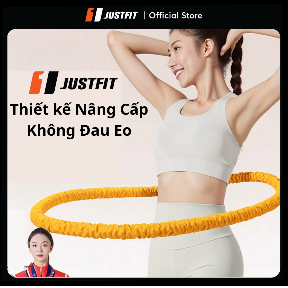 Vòng lắc eo lò xo bọc vải mềm cao cấp JUSTFIT nâng cấp tập thể dục, yoga tại nhà