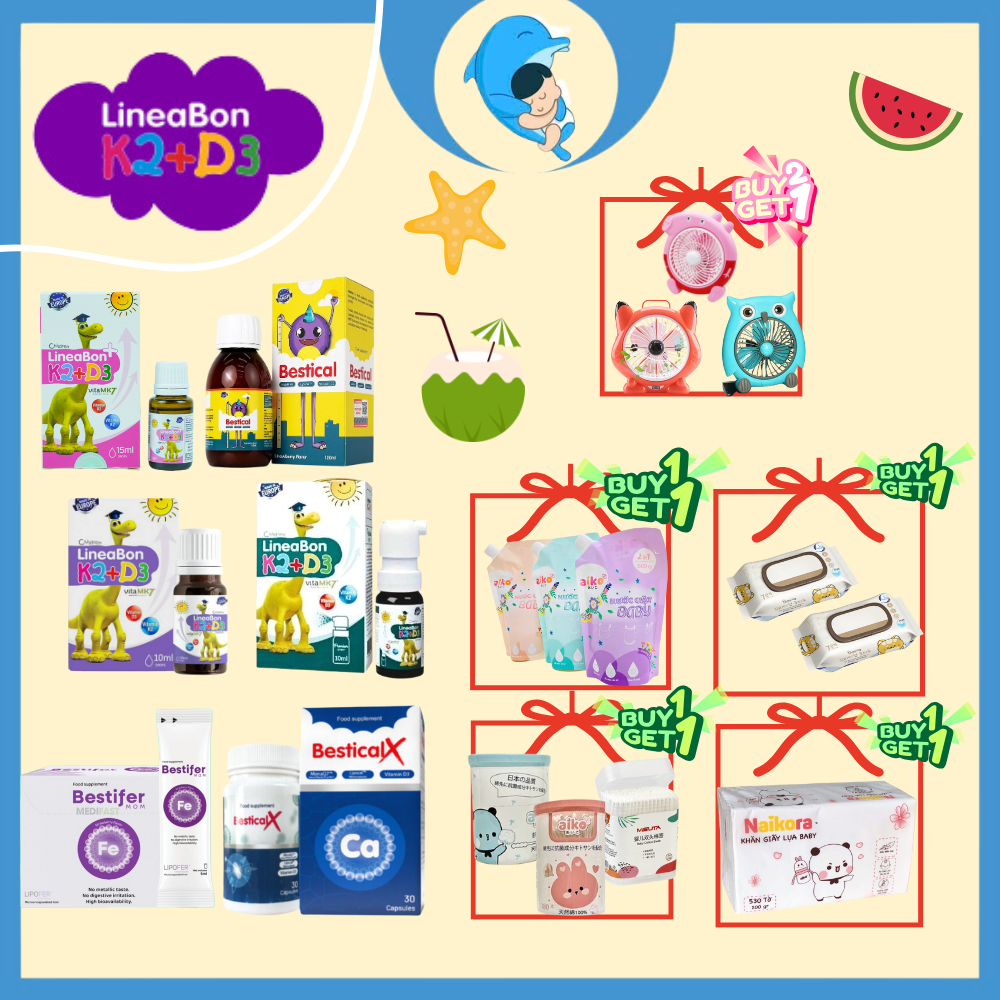 [Kèm Quà Tặng] Combo LineaBon/Canxi Bestifer Mom/Canxi Bestical hỗ trợ hấp thu canxi giúp bé cao lớn