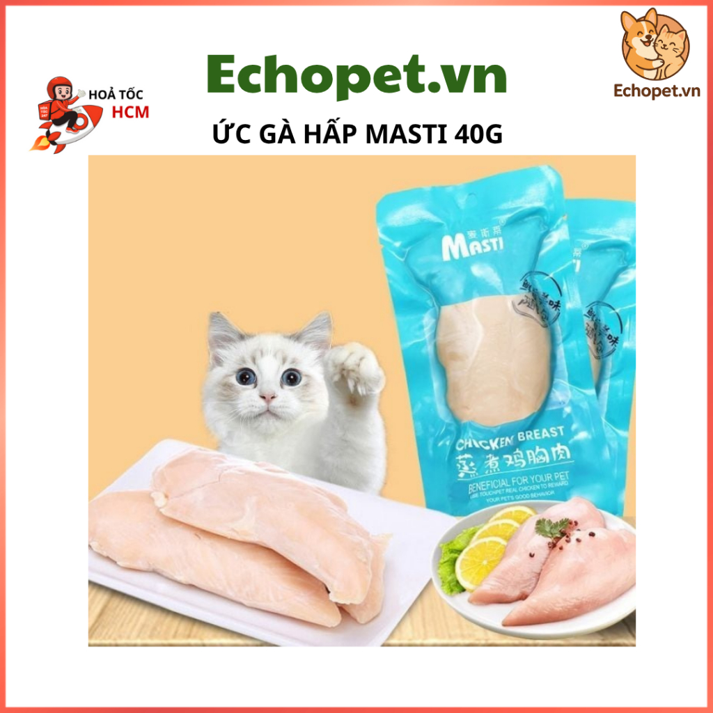[Combo 50 Gói] Ức Gà Hấp MASTI 40G | Ức Gà Hấp Cho Chó Mèo | Ức Gà Masti Cho Chó Mèo
