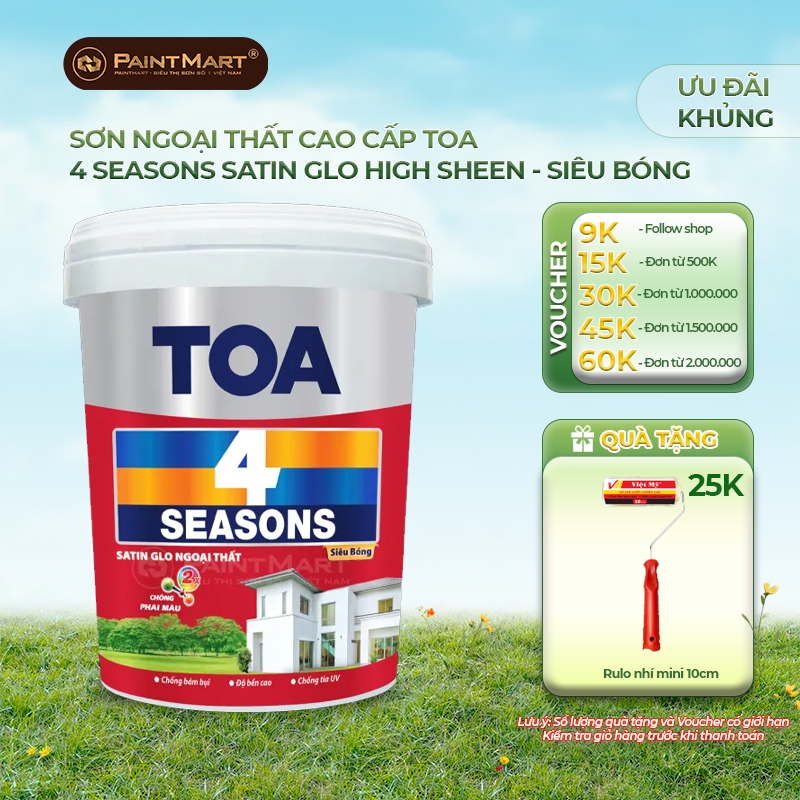 (5 lít) Sơn nước ngoại thất siêu bóng TOA 4 Seasons Satin Glo High Sheen