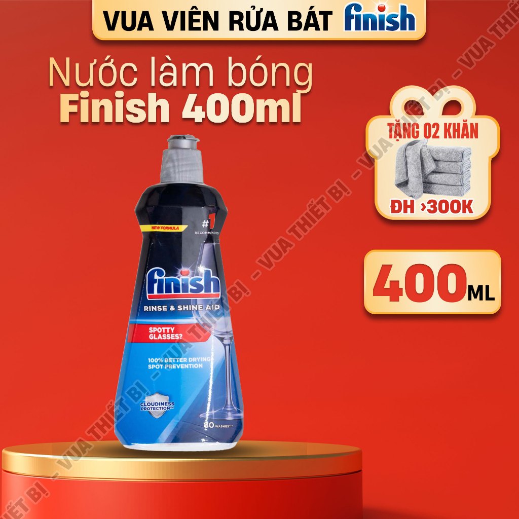 FINISH chai 400ml Nước làm bóng máy rửa bát chén nhập khẩu chính hãng Dầu bóng 800ml eco 0% hương chanh