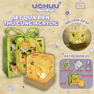 Set Quà Đèn Thú Cưng Acrylic DIY UCHUU HandCraft Trang Trí Bàn, Đèn Ngủ Handmade, Tặng Sinh Nhật