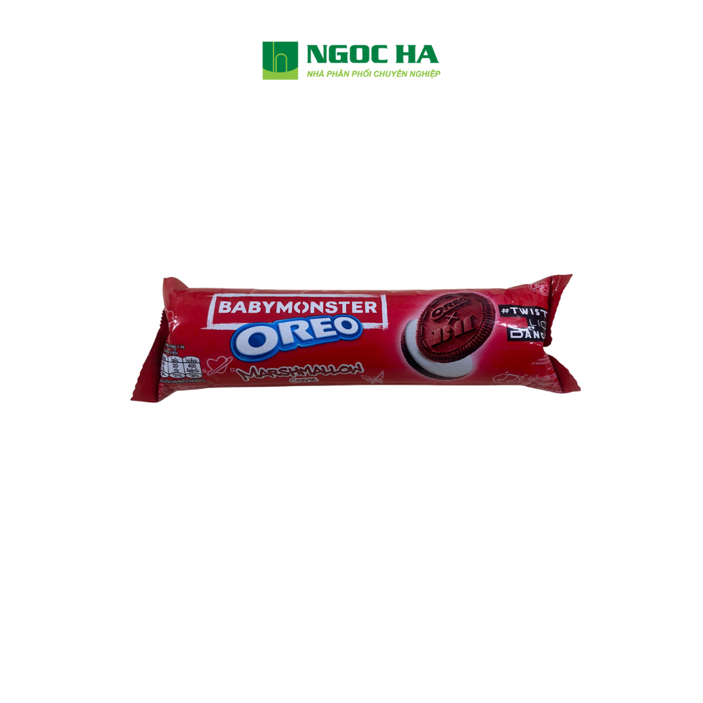 OREO BABYMONSTER Bánh Quy Đỏ Kem Vị Marshmallow 110.4g