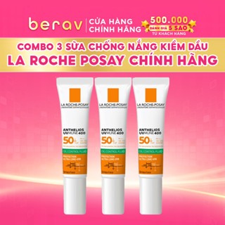   MINISIZE  Combo 3 Sữa chống nắng dành cho da dầu mụn La Roche Posay Anthelios UVMUNE400 Oil Control Fluid 15MLx3 