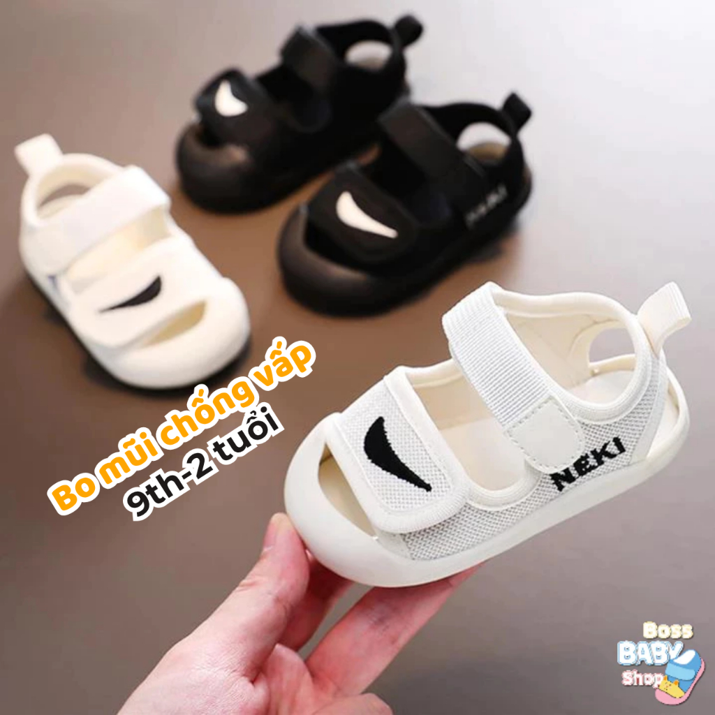 Dép Sandal Tập Đi Bé Trai 0-2 Tuổi Đế Mềm Nhẹ Êm Chân Thoáng Khí Quai Dán Điều Chỉnh Neki (2209)