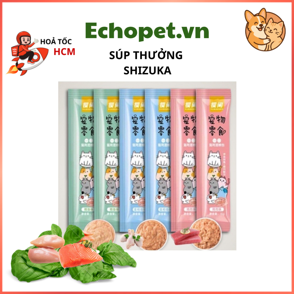 Combo 200 Thanh Súp Thưởng Shizuka Cho Mèo, Thanh 15g, Suop Thưởng Cho Mèo