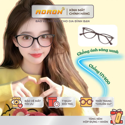 Kính Chống Ánh Sáng Xanh AORON Mắt Mèo Cá Tính Hạn Chế Cận Thị Chống Tia UV Ngăn Ngừa Mỏi Mắt AK265