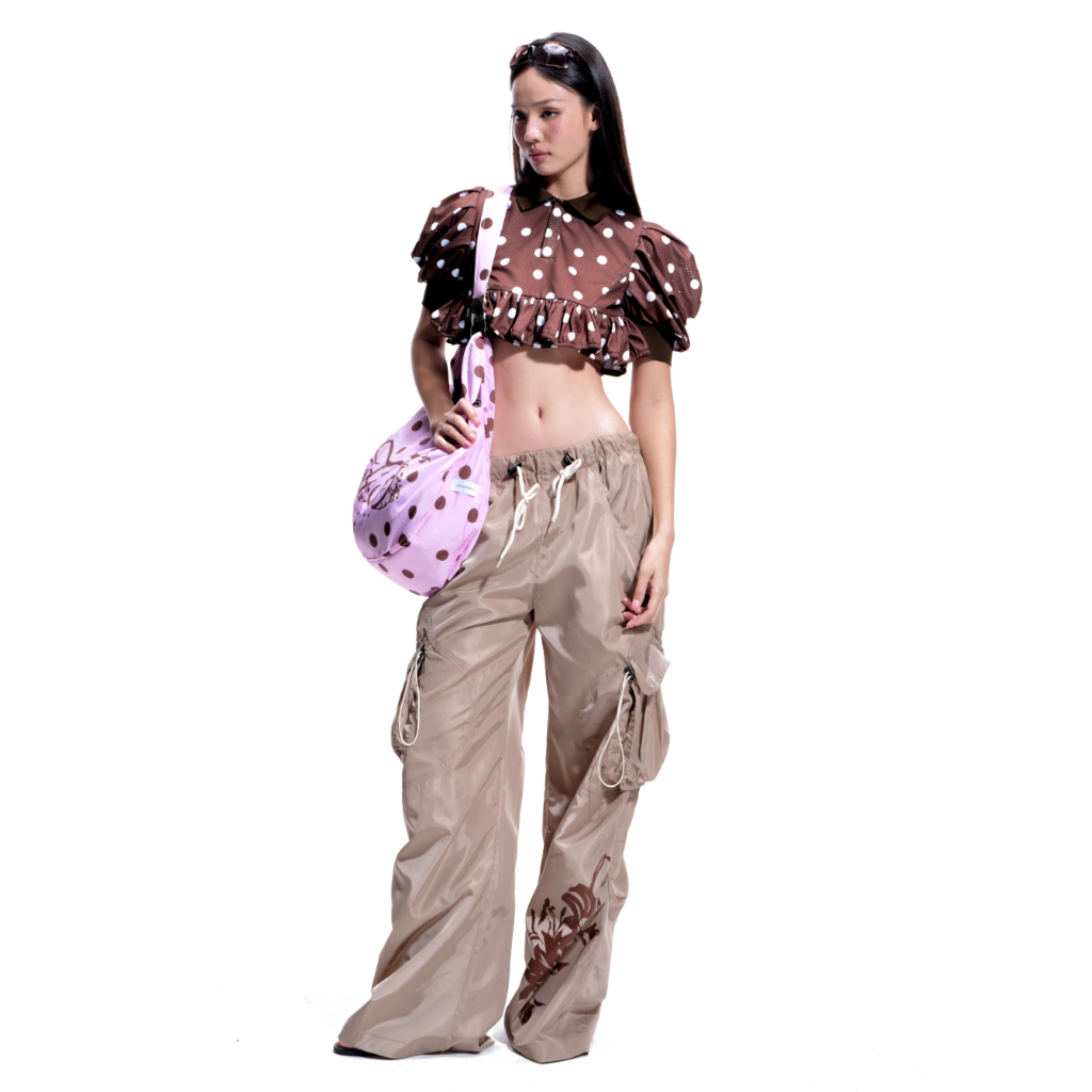 Quần Dù Hoa Be HeartBurn (Beige Bloom Pants)