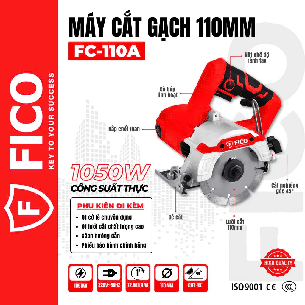 Máy cắt gạch, cắt gỗ cầm tay, máy cắt gạch chỉnh góc Máy cắt góc 45 độ , dùng lưỡi 110mm, 1050w