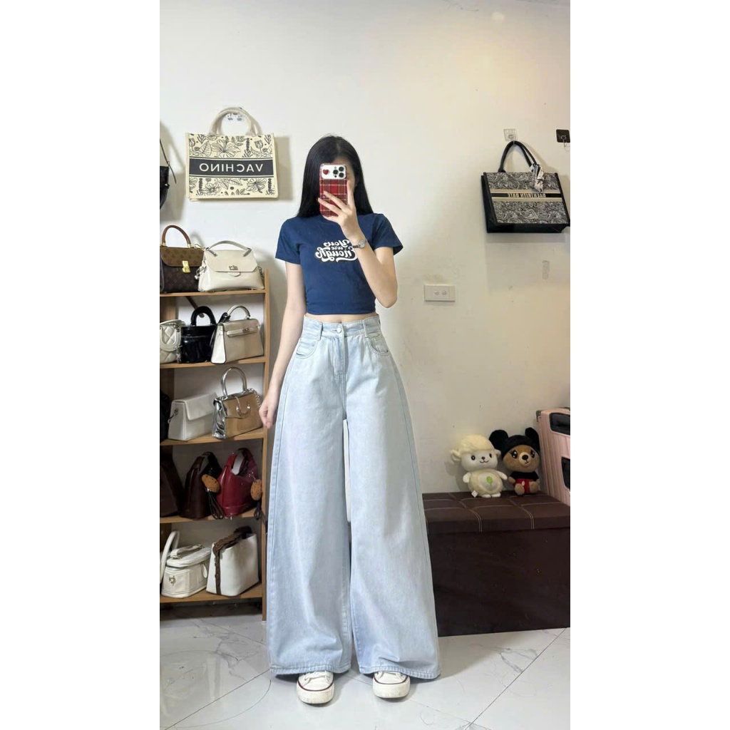 Quần Jean Nữ MIAA ỐNG RỘNG cạp cao Màu Xanh Trắng Wash Đen dáng dài chất bò RIN mềm denim BIGSIZE | BigBuy360 - bigbuy360.vn