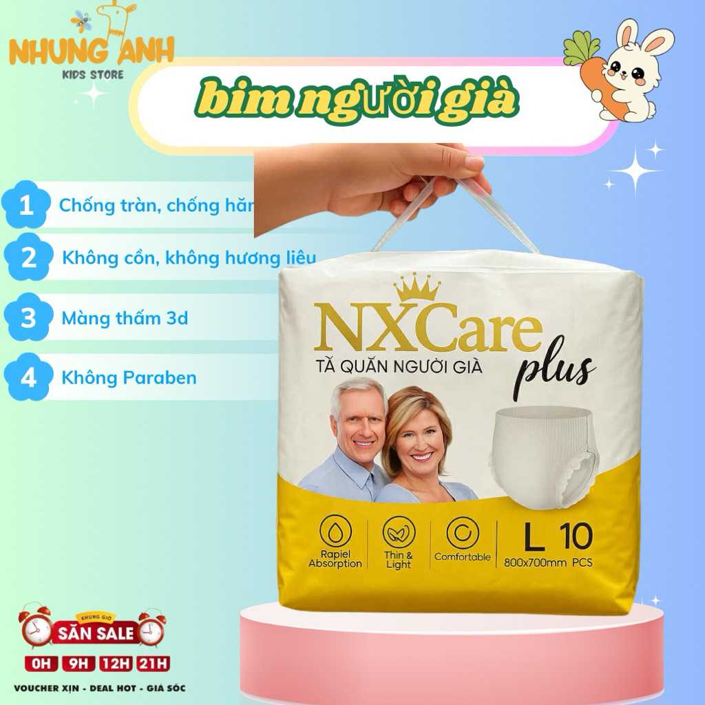 COMBO 60 miếng bỉm quần người giá NXCARE plus cao cấp size M L XL