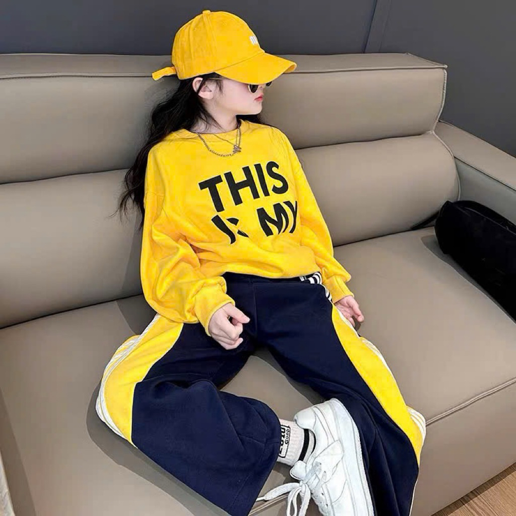 set bộ quần áo nỉ 2 da bé gái chất đanh lì hàng TN.kids