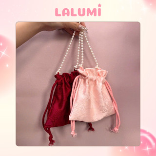 Túi vải gấm dây rút ngọc trai cầm tay 15x15cm phụ kiện áo dài LALUMI KIDS