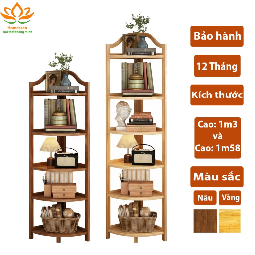 Kệ để đồ 5 tầng 6 tầng gỗ tre decor phòng khách đẹp, Kệ để góc phòng Kệ góc decor phòng ngủ phòng bế