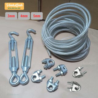 Dây phơi quần áo, dây cáp thép bọc nhựa loại 3mm - 4mm - 5mm