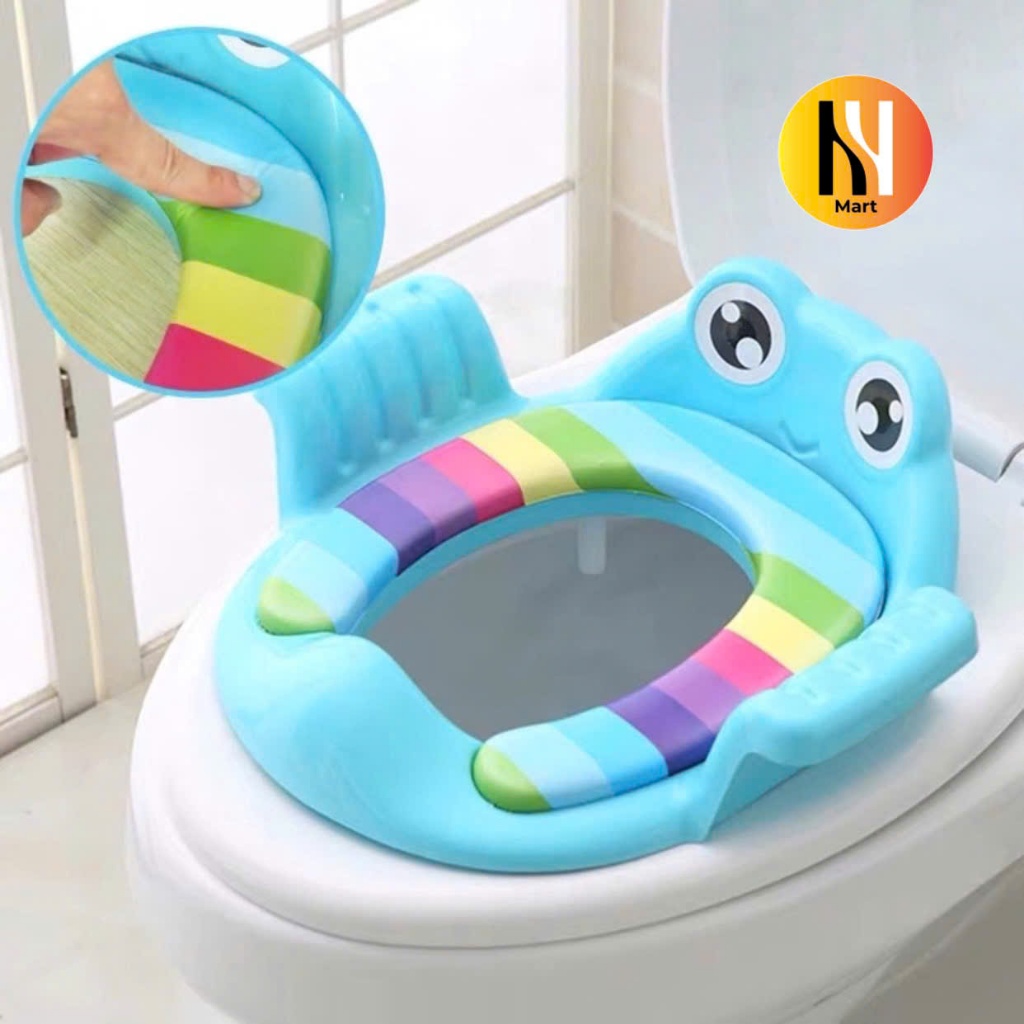 Bệ Thu Nhỏ Bồn Cầu Hình Ếch Có Tay Vịn Ngộ Nghĩnh -Kê Bô Tolet - Bệ Lót Thu Nhỏ Bồn Cầu Có Tay Vịn