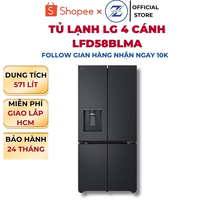 Tủ lạnh Multi Door Inverter LG 571L LFD58BLMA - Bảo hành 24 tháng