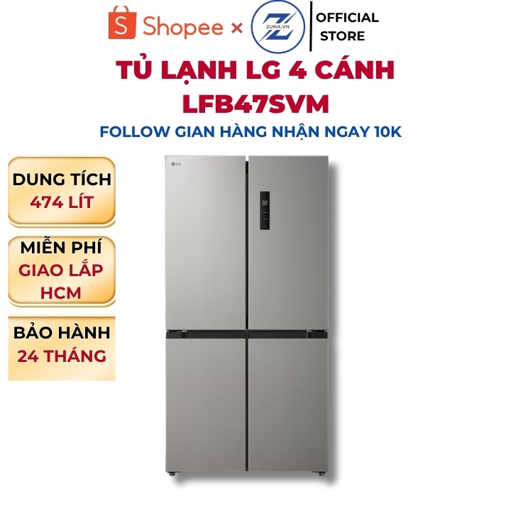 Tủ lạnh Multi Door Inverter LG 474L LFB47SVM - Bảo hành 24 tháng
