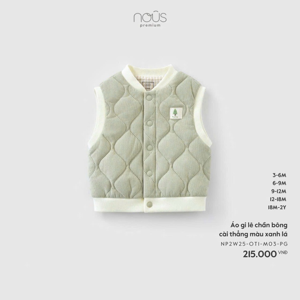 [ Nous ] Áo Gile Nous trần bông và lông cho bé trai bé gái