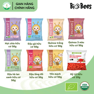  Các Loại Đậu Hạt Hữu Cơ Cho Bé Ăn Dặm Túi 20g 50g BioBees:Đậu Gà Quinoa Lăng Đỏ,Yến Mạch,Hạt Chia Hà Lan 