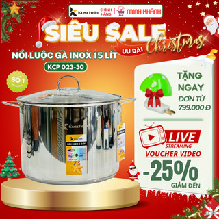 Nồi luộc gà inox 5 đáy Kuscheln KCP023-30- Cao 23,5cm lòng 30cm Luộc gà cánh phượng chuẩn Đẹp. 