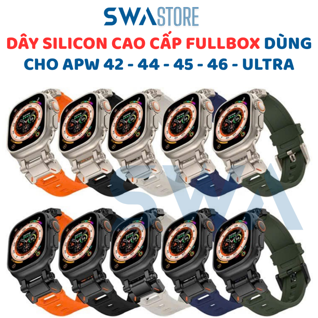 Dây Silicon Cao Cấp Thay Thế Cho Aple Watch Ultra 1 2 / Series 4 5 6 7 8 9 SWA DAW09