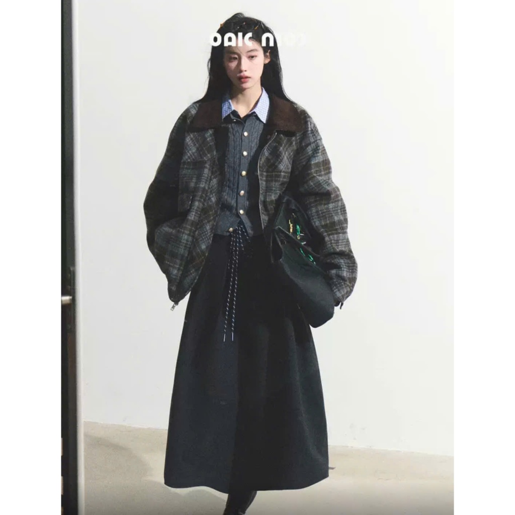 [Order OAKMOO] áo khoác tay dài, caro