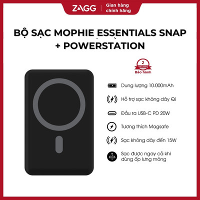 Combo bộ sạc Mophie MagSafe 10,000mAh Snap + Powerstation Stand - Thiết kế cao cấp, hỗ trợ sạc nhanh