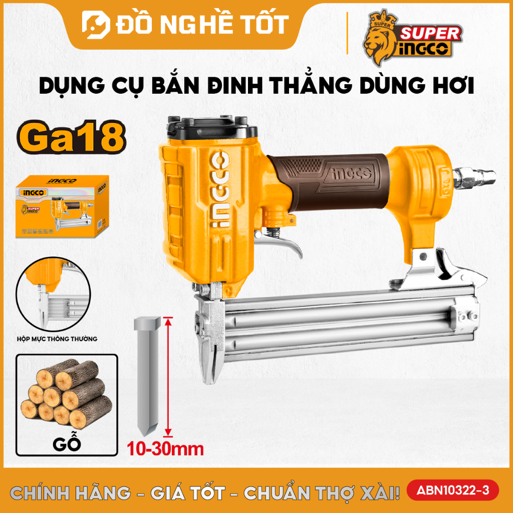 Dụng cụ bắn đinh thẳng dùng hơi ABN10322-3, dùng trên vật liệu gỗ, nhựa