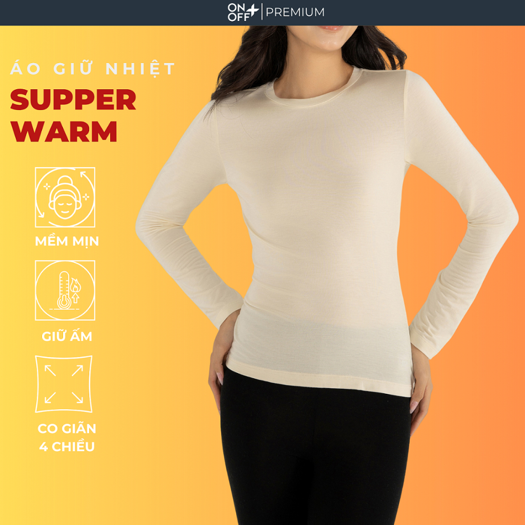Áo giữ nhiệt nữ cổ tròn SUPPER WARM mềm nhẹ ôm giữ nhiệt ấm áp mùa đông ONOFF - 16IT24W009e