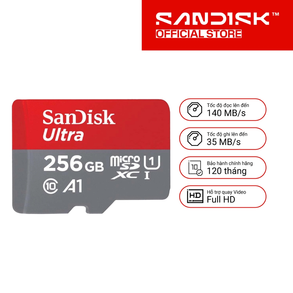 Thẻ nhớ MicroSDXC SanDisk Ultra A1 64GB - 128GB - 256GB