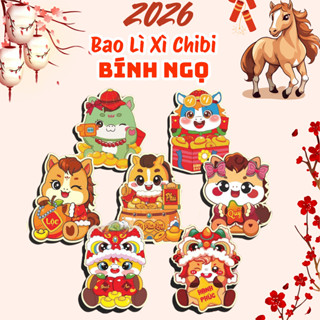  Set 20 50 100 Bao Lì xì chibi Tết Bính Ngọ 2026 Lì xì đẹp hình ngựa chibi dễ thương phù hợp lì xì cho các bé - Nifoki 
