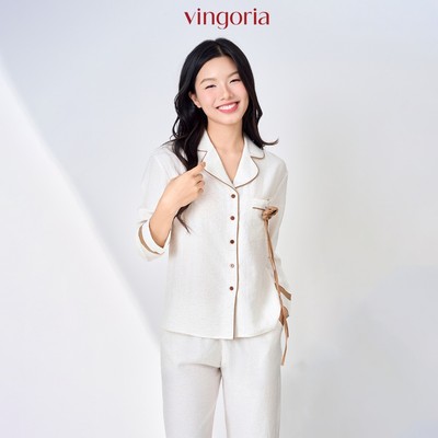 Bộ đồ ngủ nữ Pijama VINGO/VINGORIA tay dài mùa thu chất Linen H1490