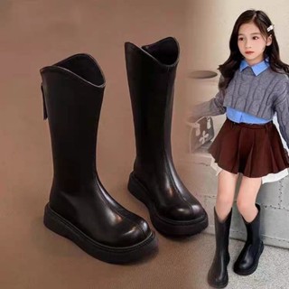  Giày bốt đùi - Boots cổ chữ V lót lông mịn khóa kéo chất da PU êm mềm đế chống trượt cho bé phong cách thời trang 5501 