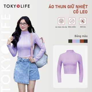   Dáng ngắn  Áo thun giữ nhiệt nữ TOKYOLIFE cổ cao dáng ôm body chất liệu co giãn thanh lịch 40002340 