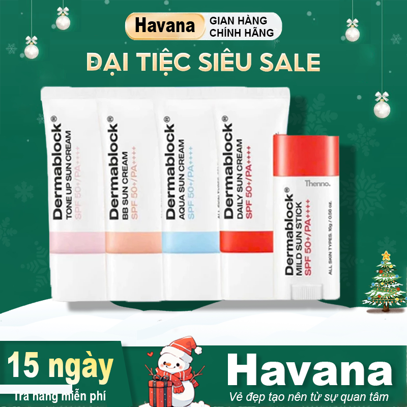 Kem Chống Nắng Dermablock SPF50+ PA++++ Giúp Chống Nắng Và Nâng Tone Cho Mọi Loại Da 35ml
